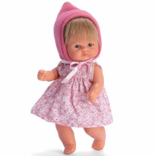 Кукла-бебе Чикита с розовa шапка и рокля на цветя, Bomboncin, Asi dolls