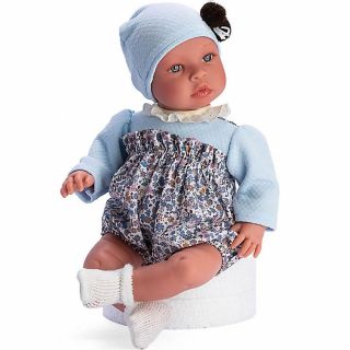 Кукла-бебе Лея със синя шапка с помпон и панталонки, Asi dolls