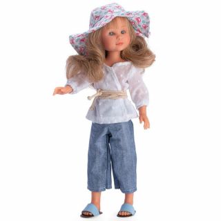 Кукла Силия с дънков пантало и лятна шапка, Asi dolls