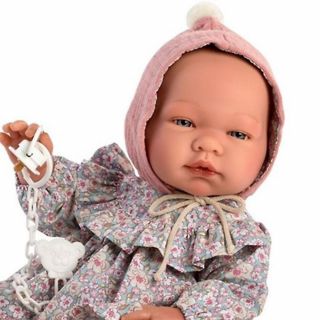 Кукла-бебе Мария с розова шапка и рокля на цветя, Asi dolls