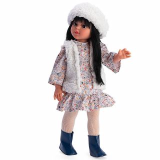 Кукла Сабрина с цветна рокля шапка и елек, Asi dolls