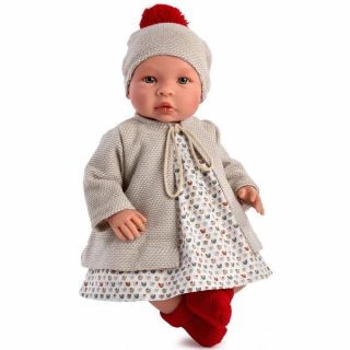 Кукла-бебе Лея с шапка с червен пискюл, Asi dolls