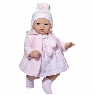 Кукла бебе Коке с розова плетена рокличка и шапка, 36 см, Asi dolls