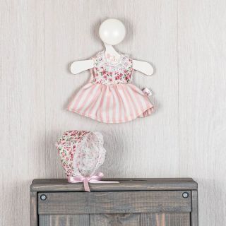 Дрехи за кукла, Шапка и рокля на цветя, за бебе Чикита, 21 см, Asi