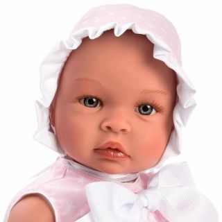 Кукла-бебе Лея с розова рокля с бели звезди, Asi dolls