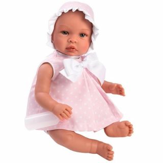 Кукла-бебе Лея с розова рокля с бели звезди, Asi dolls