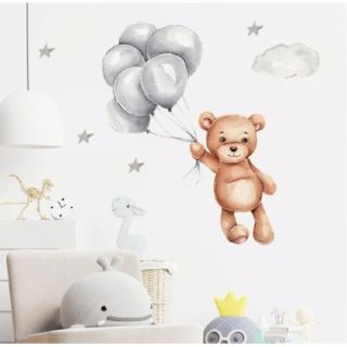 Sipo Детски стикер за стена за детска стая - Зайчета Балони Син PAT38465