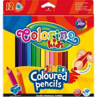 Colorino JUMBO триъгълни цветни моливи 12 цвята и острилка