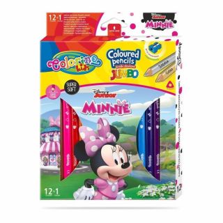Colorino Цветни моливи JUMBO 12 +1 цвята и острилка Minnie Mouse Disney 