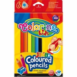 Colorino JUMBO триъгълни цветни моливи 6 цвята и острилка