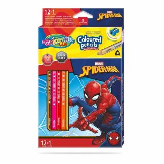 Colorino Цветни моливи 12 +1 цвята и острилка Spiderman Disney