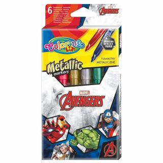  Colorino Флумастери The Avengers 6 металик цвята Disney