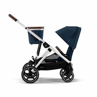 Бебешка количка за близнаци Cybex Gazelle S 2023 сребристо шаси, Ocean Blue