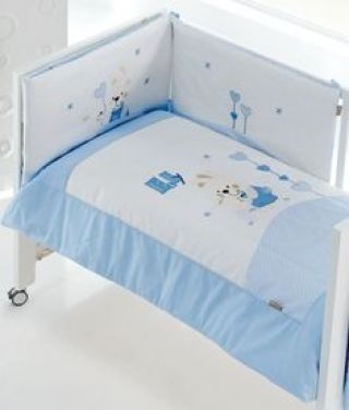 Interbaby универсален детски спален комплект 3ч., Зайчета, 60x120см, 70x140см