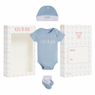 Guess Бебешки подаръчен комплект за изписване 4 части NEWBORN Frosted Blue