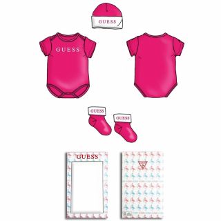 Guess Бебешки подаръчен комплект за изписване 4 части NEWBORN Jealous Pink