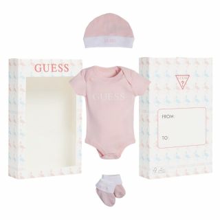 Guess Бебешки подаръчен комплект за изписване 4 части NEWBORN Ballet Pink