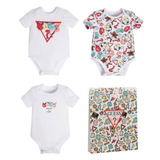 Комплект 3бр. бебешки бодита - унисекс GUESS BEAR RED LETTERING