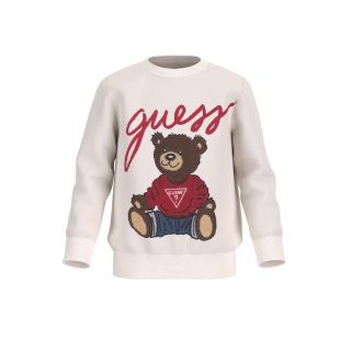 Guess Bear Плътна блуза с мече унисекс CREAM WHITE