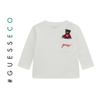 Guess Bear Бебешка блуза с дълъг ръкав PURE WHITE