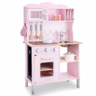 Модерна детска дървена кухня в розово