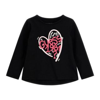 Guess Детска блуза с дълъг ръкав за момиче Heart Black