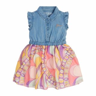 Guess Комбинирана детска рокля MULTI CHIFFON MEDIUM