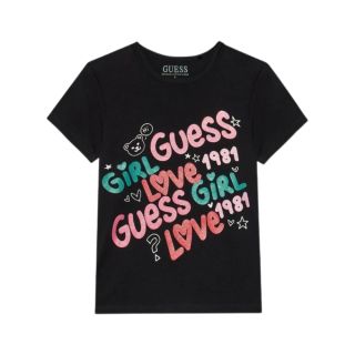 Guess Детска тениска за момиче Love Guess Jet Black