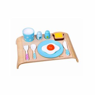 Детски дървен комплект закуска - син Classic World