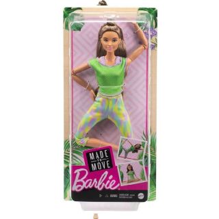 Кукла Mattel Barbie Made to Move Doll Гимнастичка брюнетка GXF05