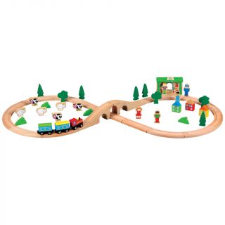 Детски дървен влак от 50 части Lelin Toys