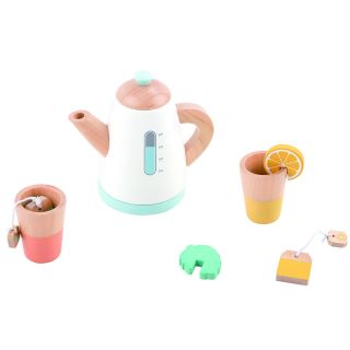 Lelin Toys Дървен комплект за чай с кана