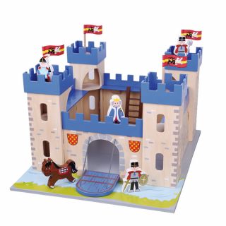 Детски дървен замък, с войници и аксесоари, Lelin Toys