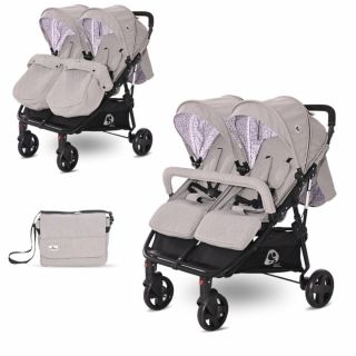 Lorelli Детска количка за близнаци DUO, Grey Dots