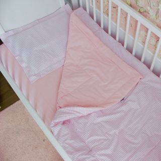 Blossom Bay Бебешки спален комплект Къдрици с олекотена завивка – розово с райе