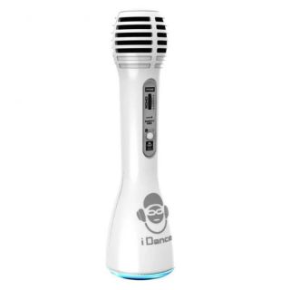 Idance Детски Bluetooth микрофон със светлини и тонколона, бял