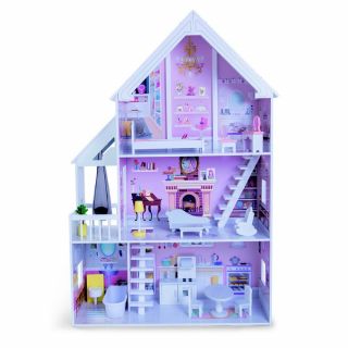 Moni Детска дървена къща за кукли с обзавеждане CINDАRELLA 4127