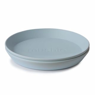 Mushie Комплект кръгли чинии за хранене Powder Blue - 2 бр.