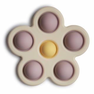 Mushie Силиконова играчка Цвете, (Soft Lilac/Pale Daffodil/Ivory)
