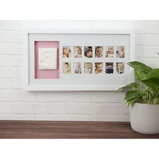 Pearhead Луксозна рамка за 12 снимки и отпечатък с двустранно паспарту - син/розов