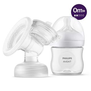 Philips AVENT Единична електрическа помпа Natural Motion SCF395/31 Advanced с 1 бр. полипропиленово шише от 125 мл с биберон Natural Response 0м+, 5 бр. торбички за кърма и 4 бр. подплънки