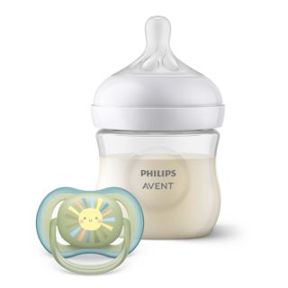 Philips Avent КОМПЛЕКТ за бебе - ШИШЕ Natural Response 3.0 с биберон 0м+, 125мл + залъгалка (0-6)