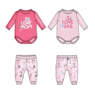 Guess Бебешки комплект I Love Mom, I Love Dad COLORFULL FOREST