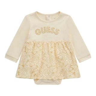 Guess Бебешка рокля за изписване CREAM WHITE