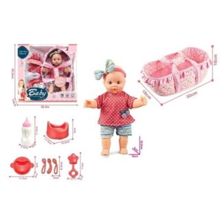 Детска кукла бебе Sarika със столче и аксесоари за игра PAT48855
