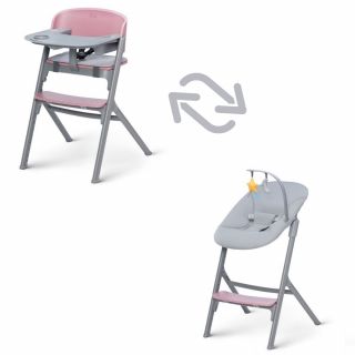  KinderKraft Столче за хранене LIVY + шезлонг CALMEE, розово
