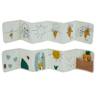 Tiny Love 2-в-1 Мека двулицева книжка и обиколник Double-sided First Book от Еко серията Garden of Adventures, 0м+