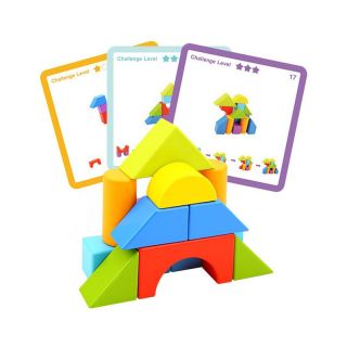 Дървена играчка с геометрични блокчета Tooky toy