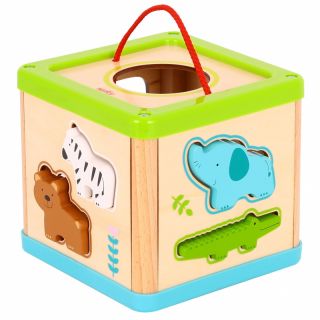 Дървено кубче за сортиране с животни Tooky toy