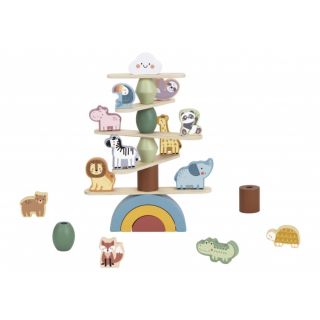 Tooy Toy Игра за баланс с дървени фигурки на животни